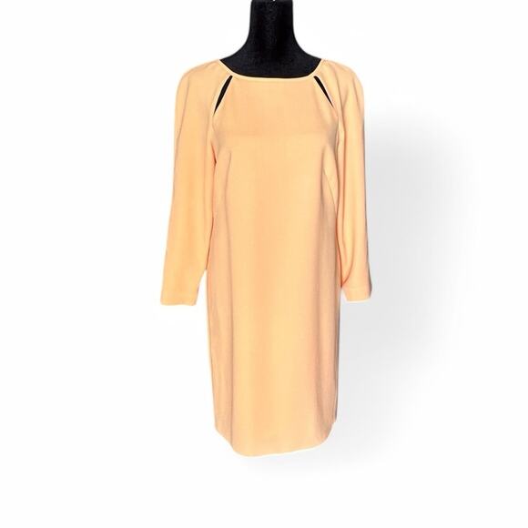 Tibi Alison Peek a Boo Long Sleeve Shift Dress Apricot Orange Wedding Guest ASO - Picture 7 of 15